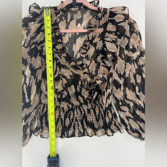 Grade and Gather Women's Sheer Leopard Print Blouse - Picture 7 of 11